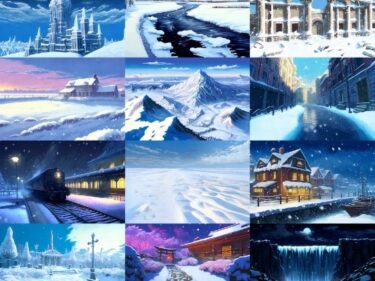 あなたの五感を満たす究極の時間！【アニメ映画風の雪国系の背景】著作権フリーの高解像度画像（100枚）