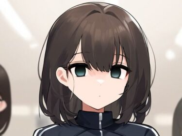 あなたを引き込む予測できない感情の波！ジャージの女の子が催●にかかってたくし上げている画像