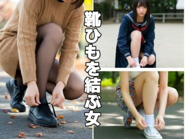 あなたの感覚を揺さぶる美しい力！靴ひもを結ぶ女