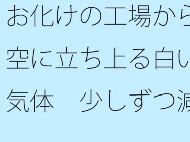 あなたの心を解き放つ美しさの音の中で！お化けの工場から空に立ち上る白い気体  少しずつ減っているが  途中で分からなくなる