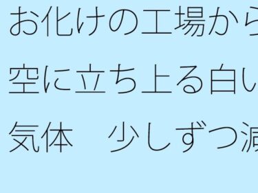 あなたの心を揺さぶる美のエネルギー！お化けの工場から空に立ち上る白い気体  少しずつ減っているが  途中で分からなくなる