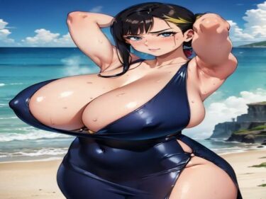 魅力の瞬間が続く美の時間！爆乳AIセクシーてかてかドレス1