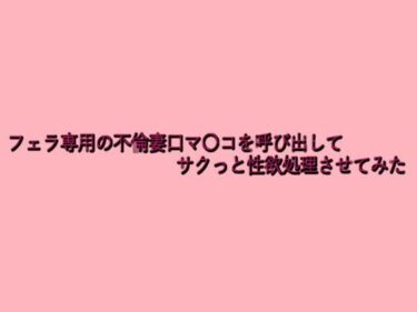 感情と美が重なる映像作品！フェラ専用の不倫妻口マ〇コを呼び出してサクっと性欲処理させてみた
