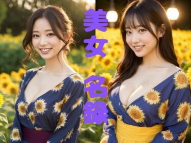 心の奥に刻まれる美の表現！【美女名録】vol4.15  向日葵の夜──ひまわり畑で待つ君  204枚【AIグラビア写真集】